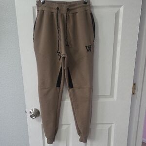 Men's Casual Tan Joggers with Black Accents